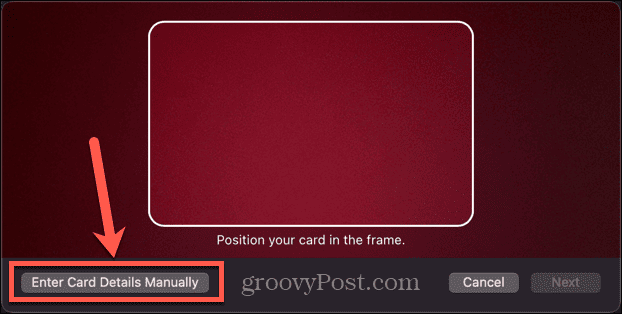 Apple Pay wprowadź ręcznie numer karty Mac