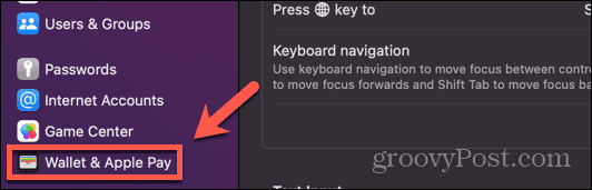 Ustawienia portfela i Apple Pay Mac