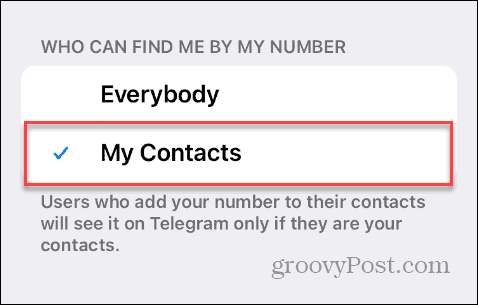 Znajdź według numeru telefonu w Telegramie