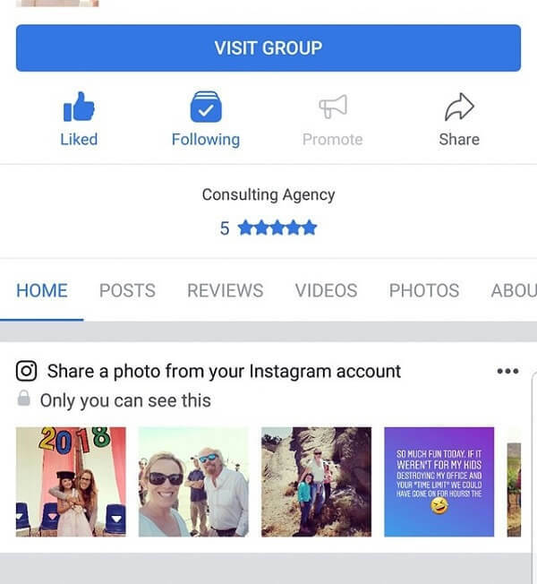Aplikacja mobilna Facebooka sugeruje teraz udostępnianie zdjęć z Instagrama na stronie.