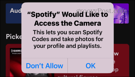 daj Spotify dostęp do kamery