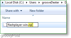 Zrzut ekranu: Windows 7 pliku Flashplayer