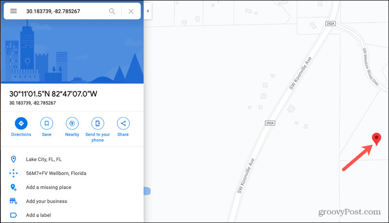 Szczegóły lokalizacji Google Maps Online