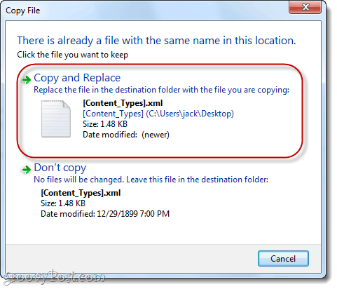 zamień pliki .xml w Windows 7