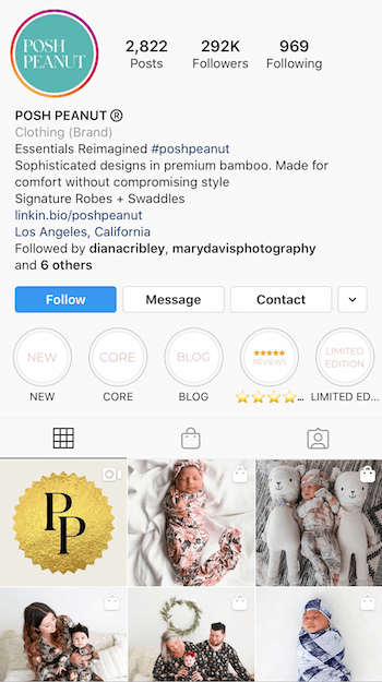 przykład bio zoptymalizowanej pod kątem biznesu Instagrama