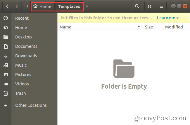 Folder szablonów w Nautilus w Ubuntu