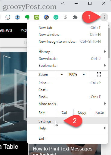 Wybierz Ustawienia z menu Chrome