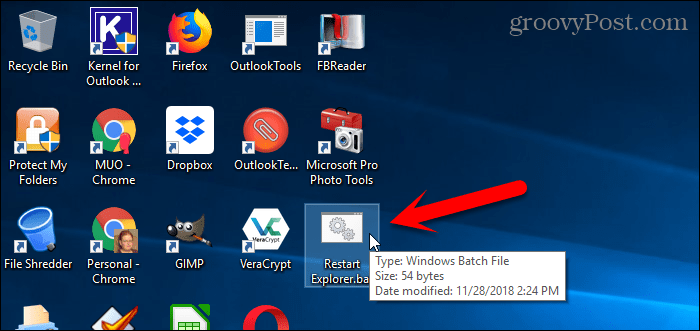 Uruchom plik wsadowy na pulpicie systemu Windows 10