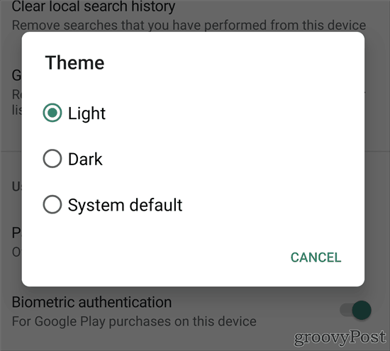 Google Play Store Dark Theme jasny ciemny