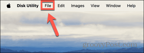 menu plików narzędzia dyskowego Mac