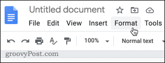 Menu Format w Dokumentach Google