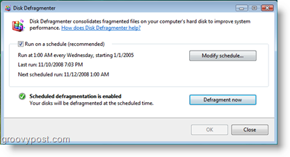 Defragmentator dysków dla harmonogramu zadań systemu Windows Vista