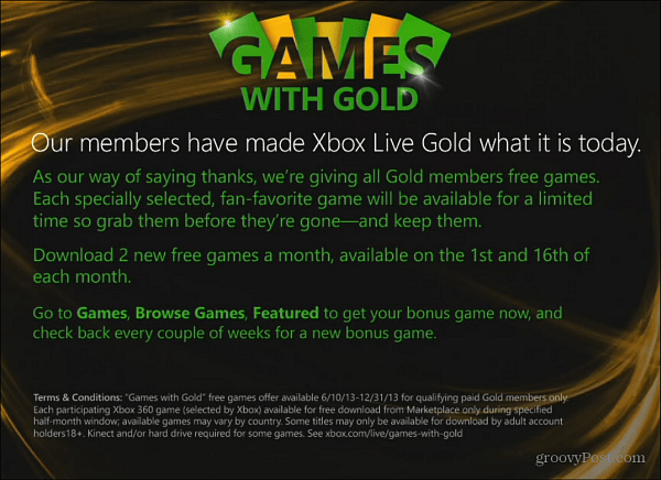 Xbox Live Games with Gold Overview