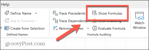 Excel pokaż przycisk formuły odznaczony