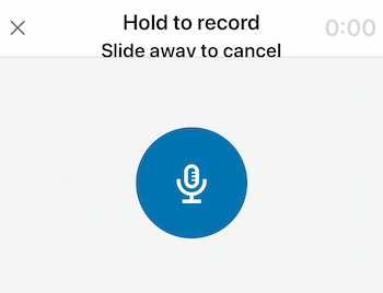 ikona mikrofonu, aby nagrać wiadomość dźwiękową LinkedIn