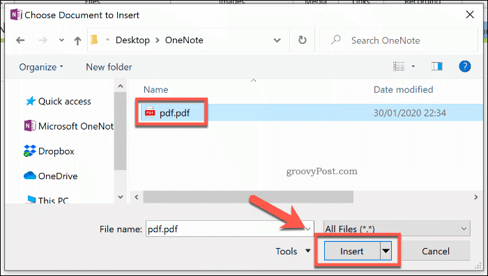 Wstawianie wydruku pliku w programie OneNote