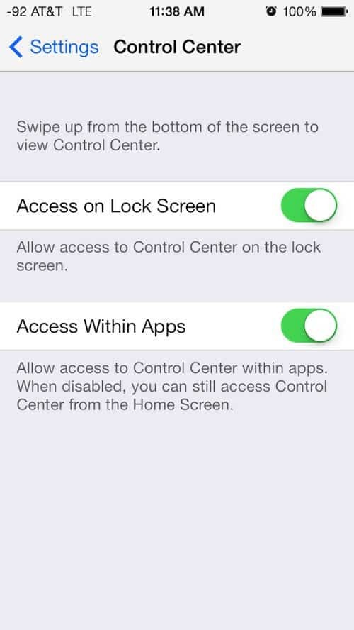 Jak wyłączyć Centrum sterowania iOS 7 podczas korzystania z aplikacji