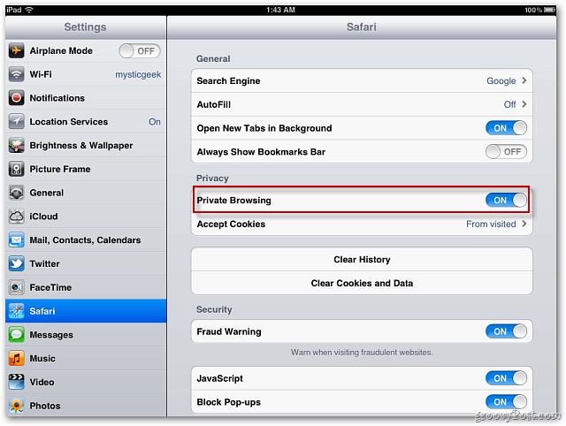 Apple iOS 5: Włącz prywatne przeglądanie Safari