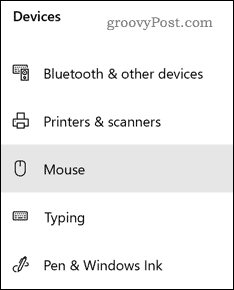 Opcja ustawień myszy systemu Windows