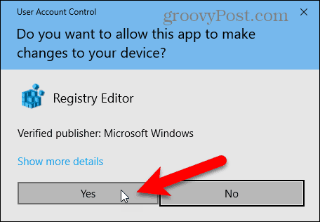 Okno dialogowe Kontrola konta użytkownika w systemie Windows 10