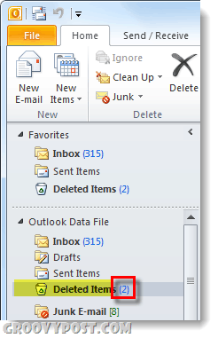 folder usuniętych elementów programu Outlook 2010