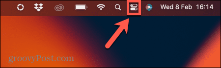 ikona centrum sterowania na pasku narzędzi Mac
