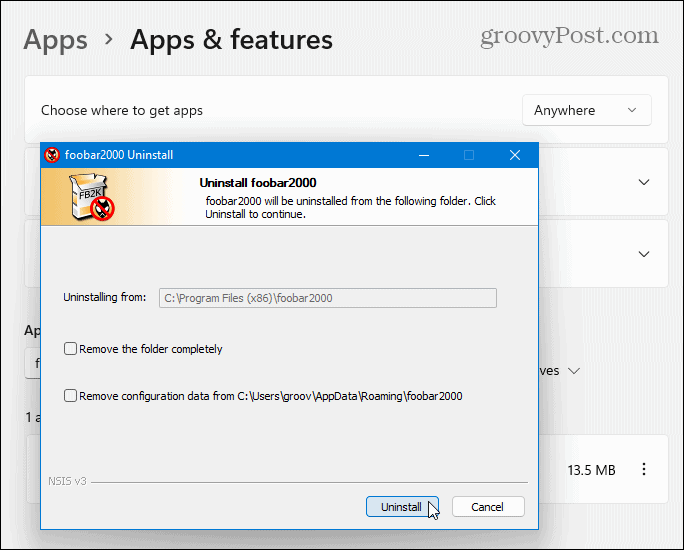 Odinstaluj aplikacje Win32 Windows 11