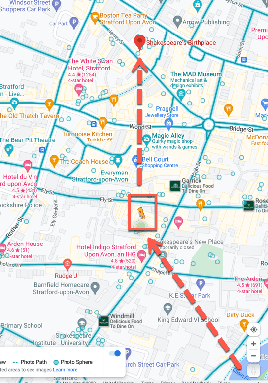 ikona widoku ulicy w mapach google