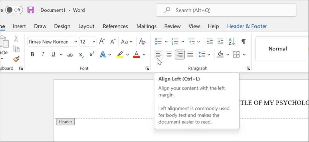 formatowanie stylu APA w Microsoft Word
