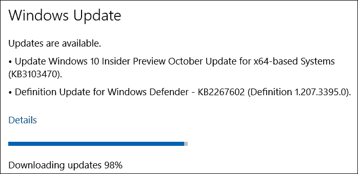 Aktualizacja październikowa (KB3103470) dla Windows 10 Insider Preview