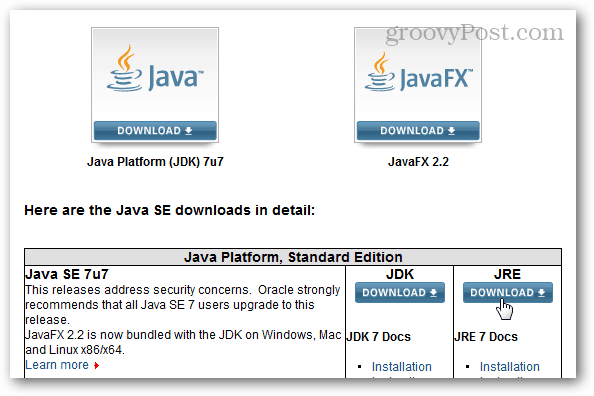 Centrum pobierania Java