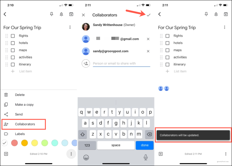 Dodaj współpracownika, aby udostępniać notatki w Google Keep Mobile
