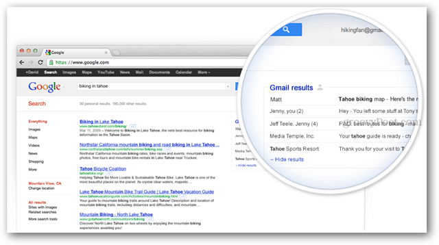 Wyniki Gmaila w wyszukiwarce Google