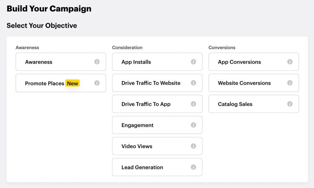 wybierz cel dla kampanii Snapchat Instant Create