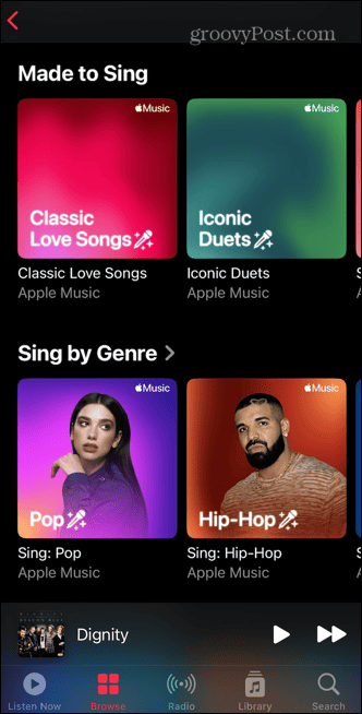 Sekcja Apple Music stworzona do śpiewania
