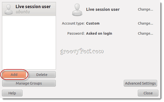 użytkownik sesji ubuntu na żywo