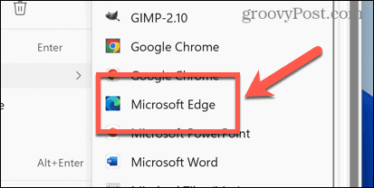 otwórz za pomocą Microsoft Edge
