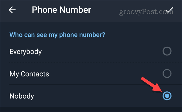 Nikt nie może zobaczyć mojego numeru telefonu w Telegramie na Androidzie