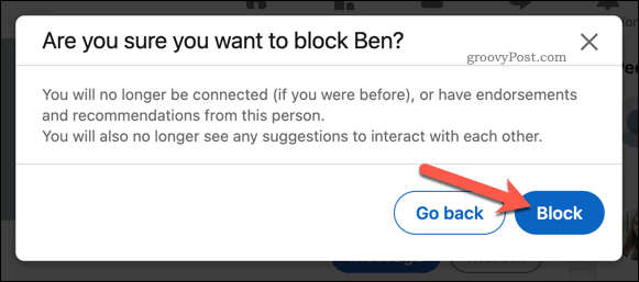 Potwierdzenie blokady na LinkedIn