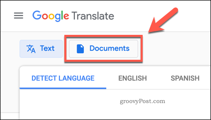 Przycisk Dokumenty Google Translate