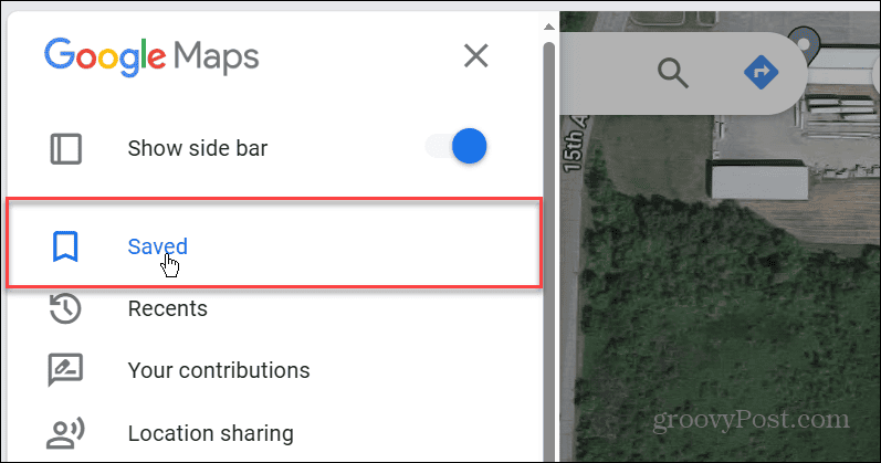 zapisane menu map Google