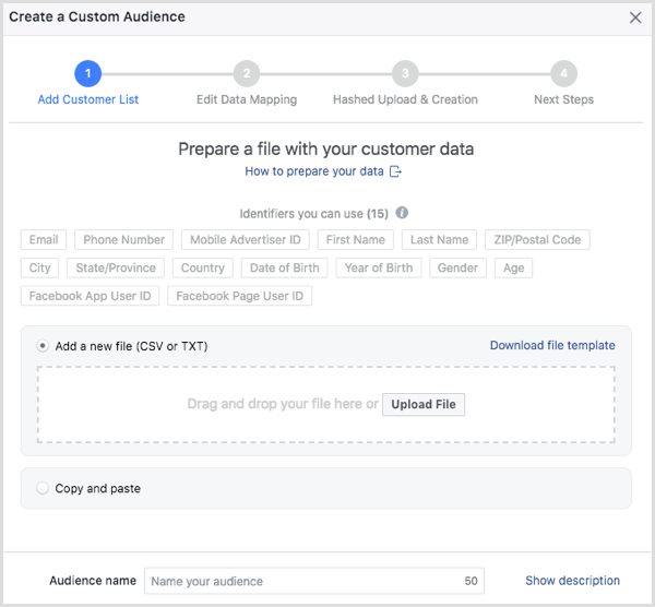 Wybierz plik klienta, który chcesz przesłać do Facebooka.