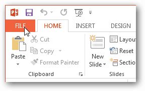 przycisk pliku pakietu Office 2013
