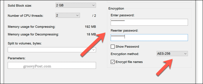 Metody szyfrowania dla pliku archiwum 7zip w systemie Windows 10