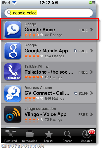 Google Voice w sklepie z aplikacjami dla iPoda lub iPada