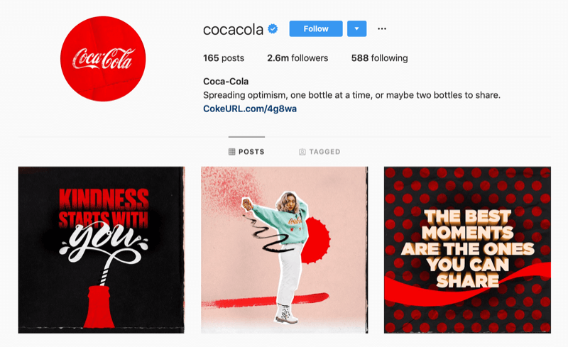 Profil Instagram dla Coca-Coli