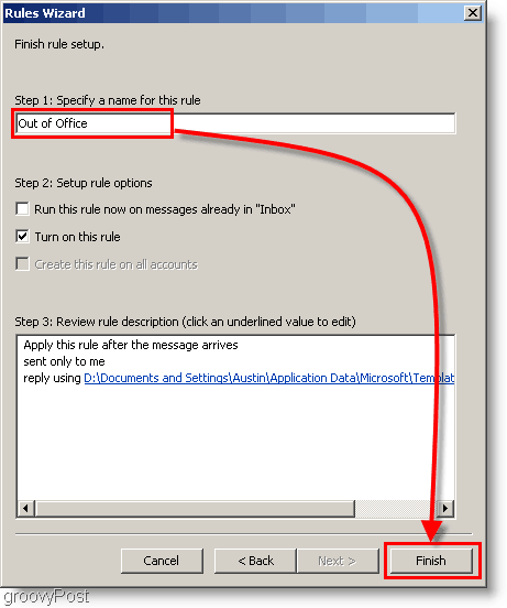 Outlook 2007 - Utwórz program Outlook, wprowadź nazwę reguły