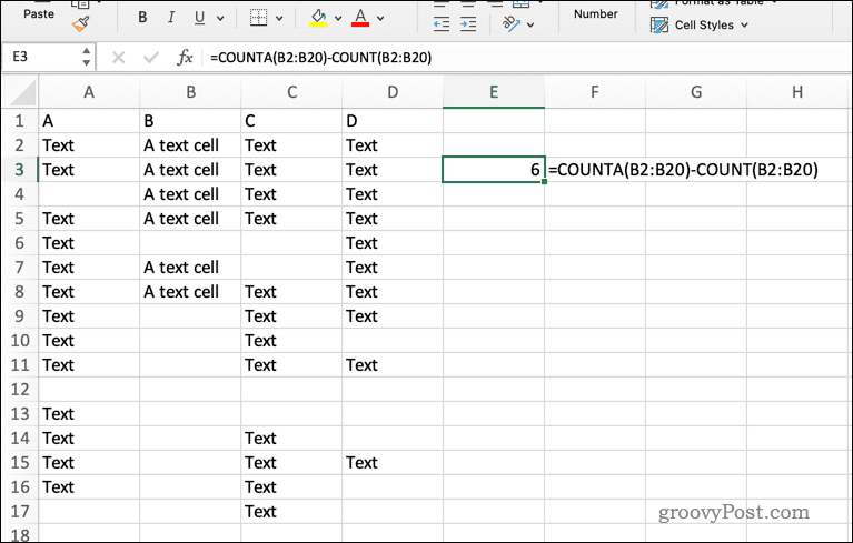 Korzystanie z formuły COUNTA w programie Excel
