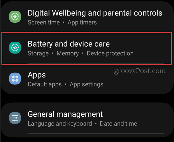 ustawienia Androida dotyczące pielęgnacji baterii i urządzenia