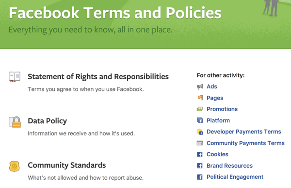 Facebook przedstawia wszystkie Warunki i Zasady, które musisz znać.